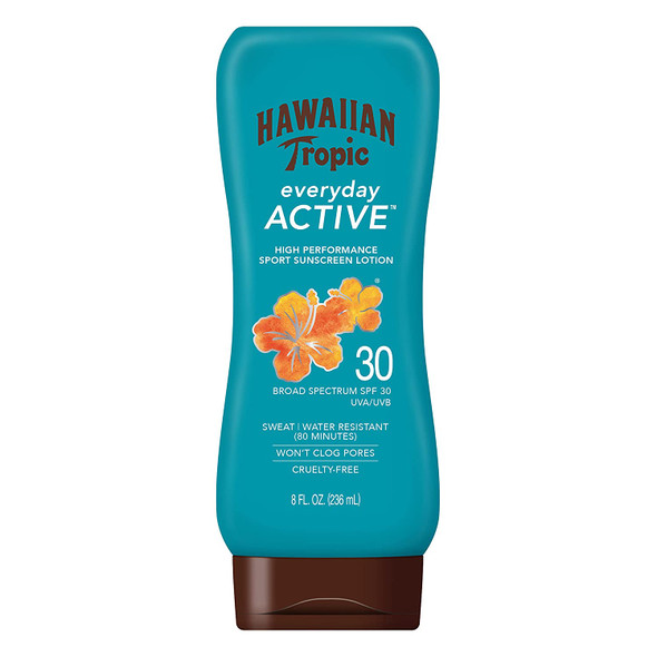 Hawaiian Tropic Island Sport Sunscreen Lotion, Ultra Light, High Performance Protection, SPF 30, Coconut, 8 Oz