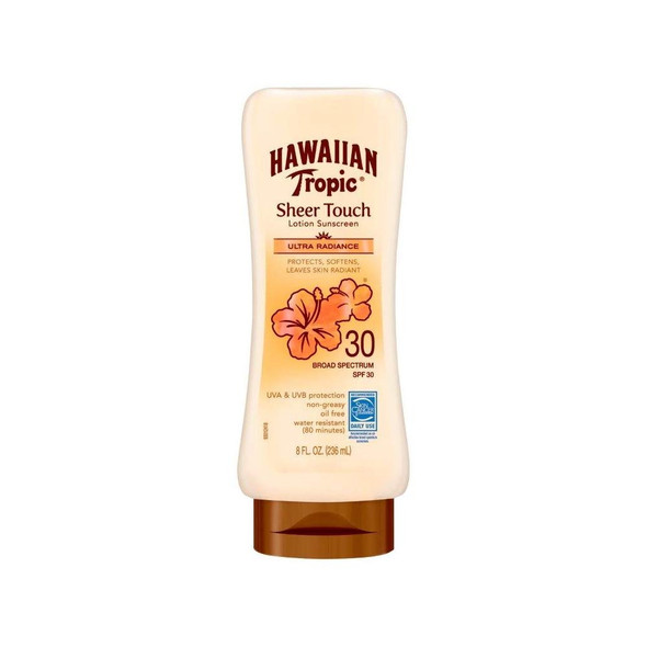 Hawaiian Tropic Sheer Touch, Lotion Sunscreen Ultra Radiance SPF 30, 8 oz (Pack of 2)