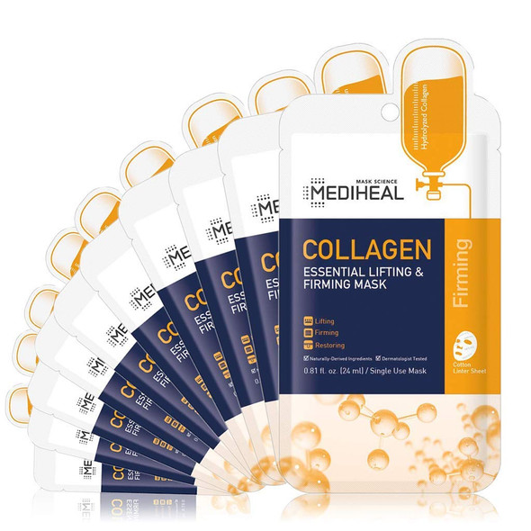 Mediheal Official [Korea's No 1 Sheet Mask] - Collagen Essential Lifting & Firming Face Mask (10 pack)