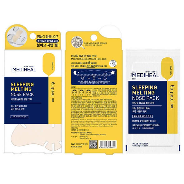 Mediheal Sleeping Melting Nose Pack 3ea x 2 Pack (Total 6ea) - Non Irritating 1 Step Pore Care Overnight Mask Sheet, Removes Blackheads and Sebum, Pore Soothing & Tightening