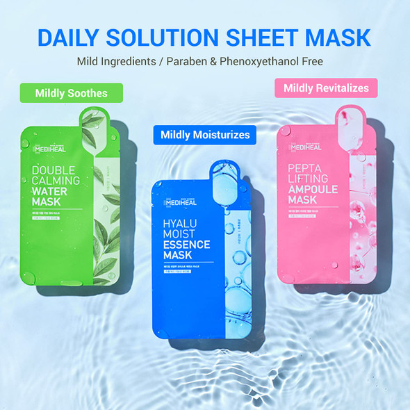 Mediheal Hyaluronic Acid Moist Essence Facial Mask, Pack of 15 - Hydrating Mask Sheet for Dry and Sensitive Skin, Deep Moisturization, Silky Smooth Cellulose Sheet