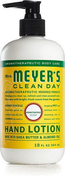 Mrs. Meyer's Hand Lotion for Dry Hands, Non-Greasy Moisturizer Made with Essential Oils, Honeysuckle, 12 oz