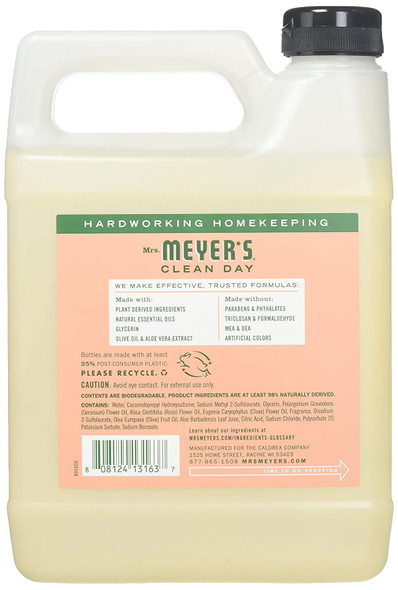 MRS MEYERS CLEAN DAY Soap Refill, Liquid Geranium, 33 Ounce (Pack of 6)