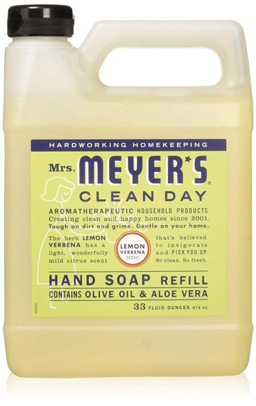 Mrs. Meyer's Clean Day Liquid Hand Soap Refill Lemon Verbena Scent, Cruelty Free, Paraben, DEA and Sulfate Free, 33 Ounce (Pack of 3)