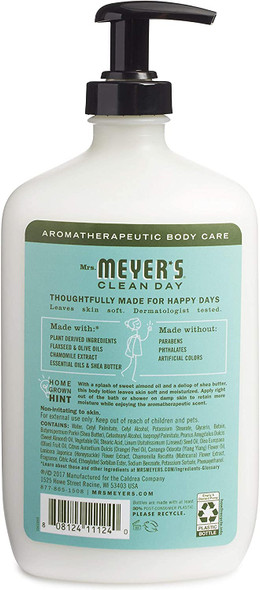 Mrs. Meyer's Body Lotion For Dry Skin, Non-Greasy Moisturizer Made With Essential Oils, Basil, 15.5 oz
