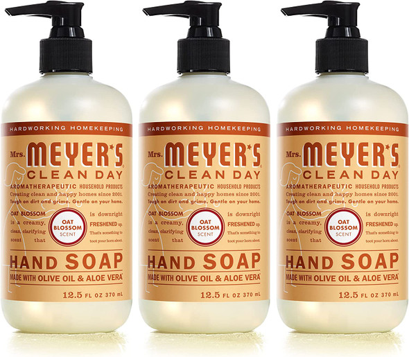 Mrs. Meyer's Hand Soap, Made with Essential Oils, Biodegradable Formula, Oat Blossom, 12.5 fl. oz - Pack of 3