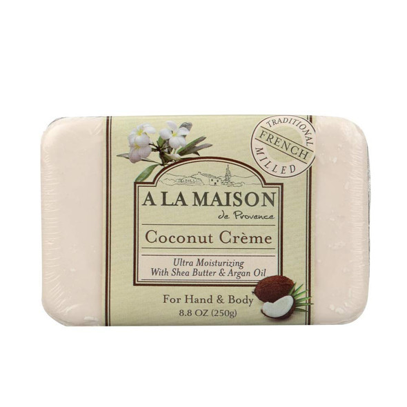 A LA MAISON de Provence Bar Soap | Coconut Creme, Honey Crisp Apple & Fresh Sea Salt Scent | French Milled Moisturizing Natural Hand and Body Soap | 8.8 Oz each (3 Pack)