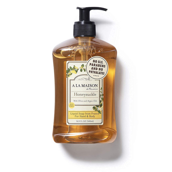 A LA MAISON Honeysuckle Liquid Hand Soap | 16.9 Fl oz. Pump Bottles Moisturizing Natural Hand Wash Soap | Triple French Milled | Gentle To Hands | (1 Pack)