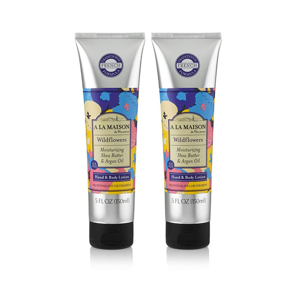 A LA MAISON De Provence Hand and Body Lotion | Natural Moisturizing Lotion with Argan Oil and Shea Butter | Moisturizer for Dry Skin| Paraben and Phthalates Free | Wildflowers Scent 5 Oz (2 Pack)