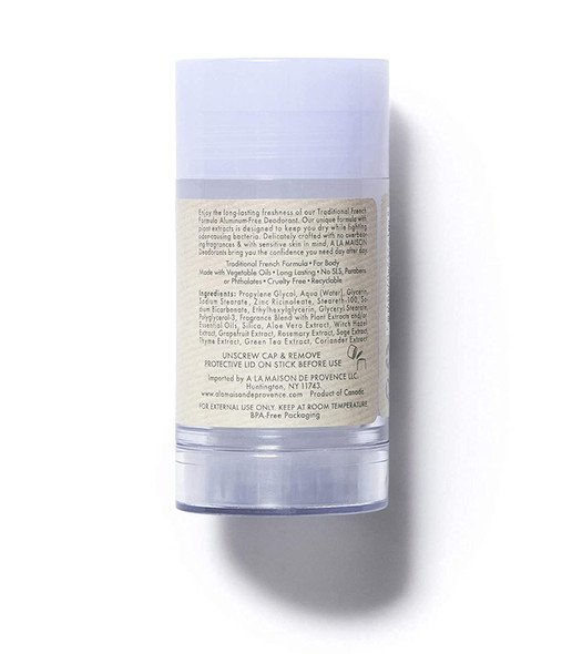 A La Maison de Provence Natural Aluminum-Free Deodorant | Fresh Sea Salt Scent | Traditional French Milled Formula | Long Lasting Safe and Effective | Free of SLS, Parabens and Sulfates (1 Pack)