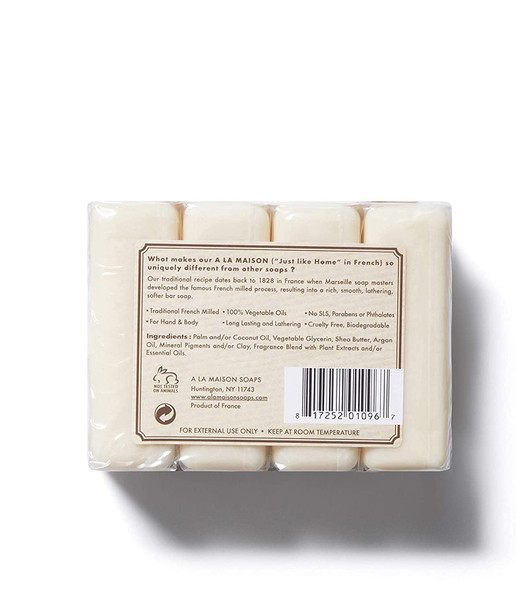 A LA MAISON Sweet Almond Bar Soap 3.5 oz. | 4 Bars Triple French Milled All Natural Soap | Moisturizing and Hydrating For Men, Women, Face and Body