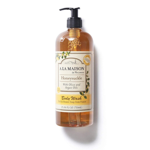A LA MAISON Honeysuckle Hydrating Body Wash - Triple French Milled Natural Shower Gel Body Wash for Women and Men (25.36 oz Bottle)