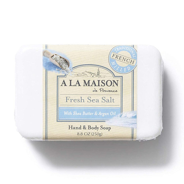 A LA MAISON Fresh Sea Salt Bar Soap 8.8 oz. | 1 Pack Triple French Milled All Natural Soap | Moisturizing and Hydrating For Men, Women, Face and Body