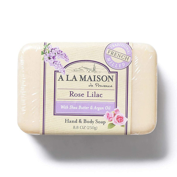 A LA MAISON Rose Lilac Bar Soap 8.8 oz. | 1 Pack Triple French Milled All Natural Soap | Moisturizing and Hydrating For Men, Women, Face and Body