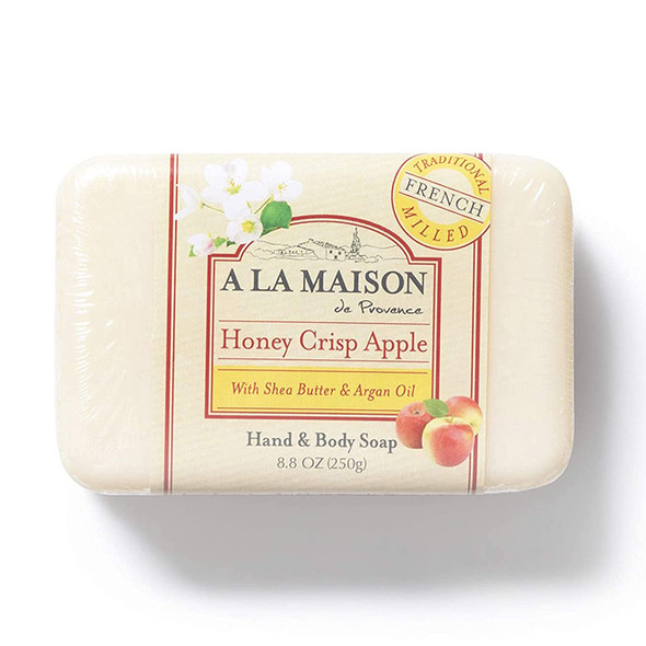 A LA MAISON Honey Crisp Apple Bar Soap 8.8 oz. | 1 Pack Triple French Milled All Natural Soap | Moisturizing and Hydrating For Men, Women, Face and Body