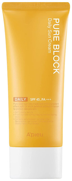 A'PIEU Pure Block Daily Sunscreen Cream SPF45/PA+++ 3.38 fl oz + Pure Block Aqua Sun Gel SPF50+/PA+++ 1.69 fl oz Bundle