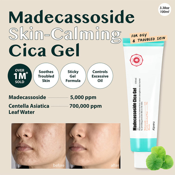 APIEU Madecassoside Cica Gel (3.38 fl oz) - for Oily and Sensitive Skin - Helps Soothe Dryness, Redness, Heat Damage, Blemish - Centella Asiatica, Glycerin, Vitamin E