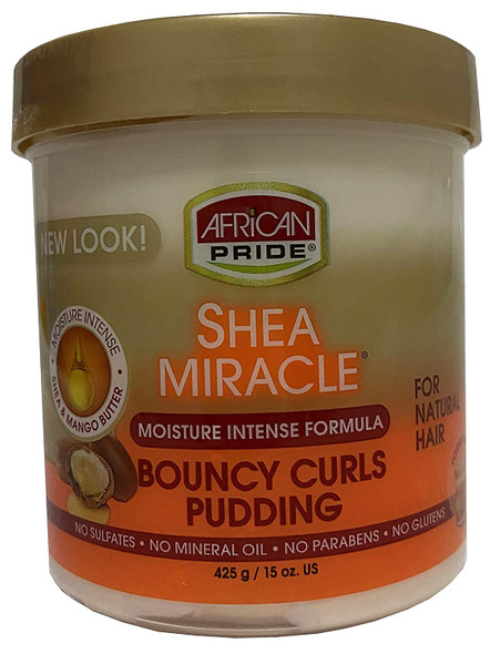 African Pride Shea Butter Miracle Moisture Intense Bouncy Curls Pudding 15 oz (Pack of 7)