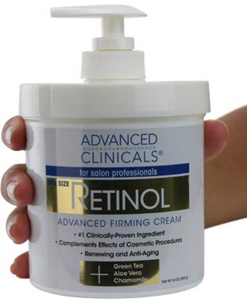 Advanced Clinicals Retinol Cream. Spa Size for Salon Professionals. Moisturizing Formula Penetrates Skin to Erase the Appearance of Fine Lines & Wrinkles. Fragrance Free. (16oz)