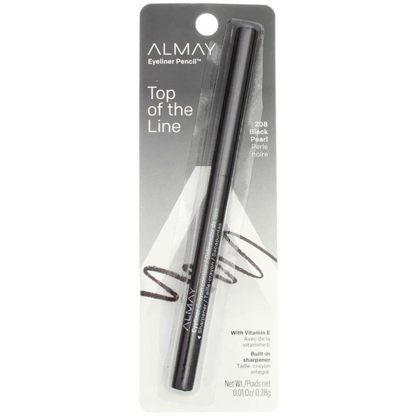 Almay Top of the Line Eyeliner Pencil, Black Pearl [208], 0.01 oz (Pack of 4)