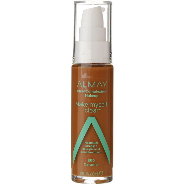 Almay Clear Complexion Make Myself Clear Foundation Makeup, Caramel 800, 1 fl oz