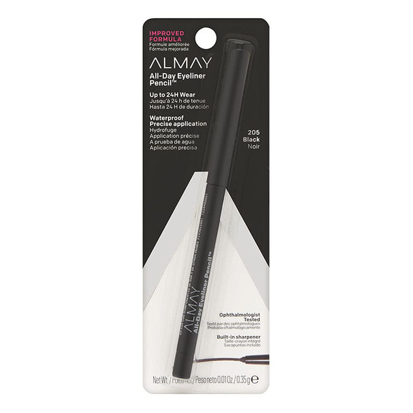 Almay Eyeliner Pencil, Black [205], 0.01 oz (Pack of 6)