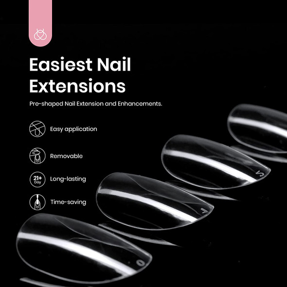 Beetles Gel Nail Tips, 500Pcs Short Oval Pre-shaped Clear Full Cover False Short Press on Nail Tips for Gel Art Polish, Soak Off Easy Nail Extensions Acrylic Nails
