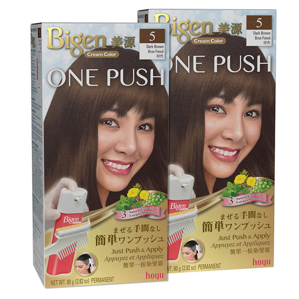 Bigen One Push 5 Dark Brown - 2 Pack