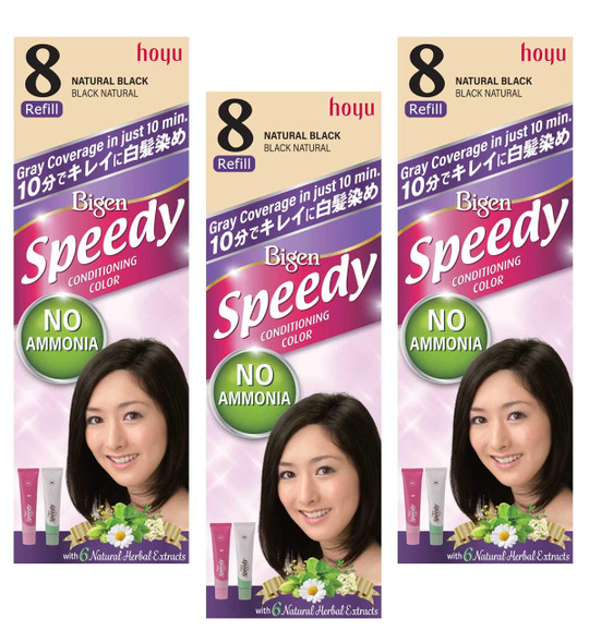 HOYU Bigen Speedy Hair Color Refill, No. 8 Natural Black (Pack Of 6)