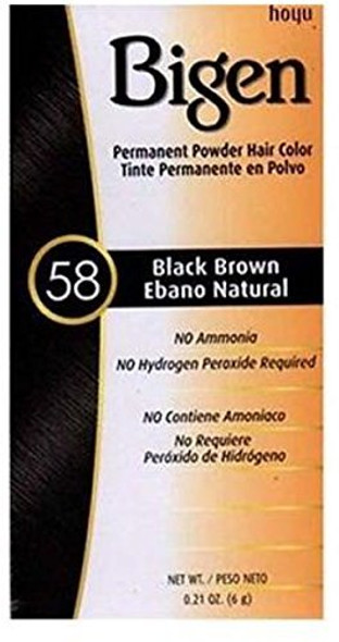 Bigen Permanent Powder Hair Color 58 Black Brown 1 ea (Pack of 4)