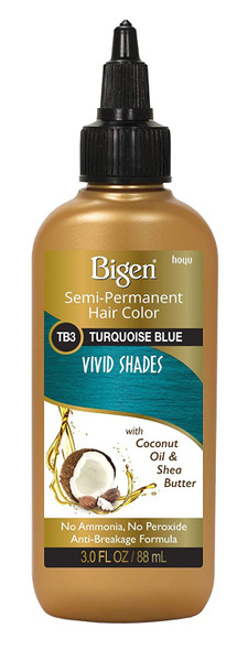 Bigen Semi-Permanent Haircolor #Tb3 Turquoise Blue 3 Ounce (88ml) (3 Pack)