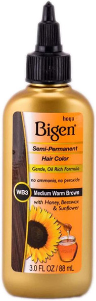 Bigen Semi Permanent Hair Color #WB3 Medium Warm Brown, 3 oz (Pack of 4)