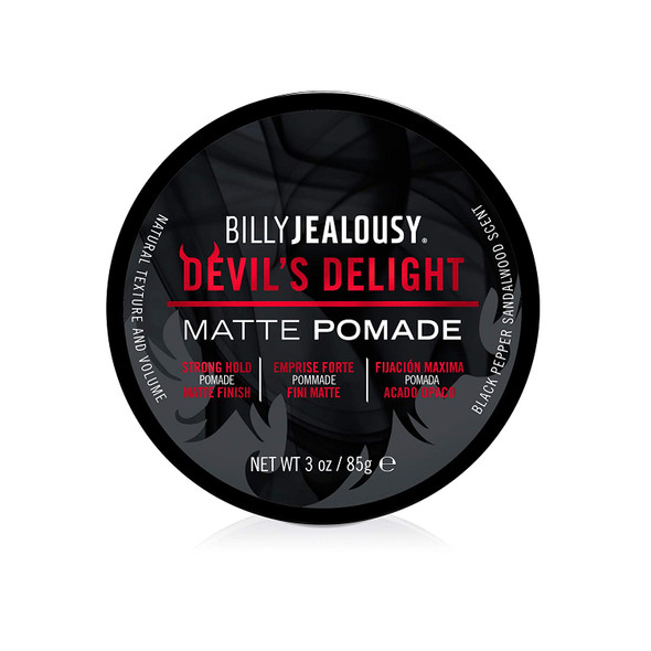 Billy Jealousy Devils Delight Matte Pomade Strong Hold Sandalwood Scented Mens Pomade, 3 oz.
