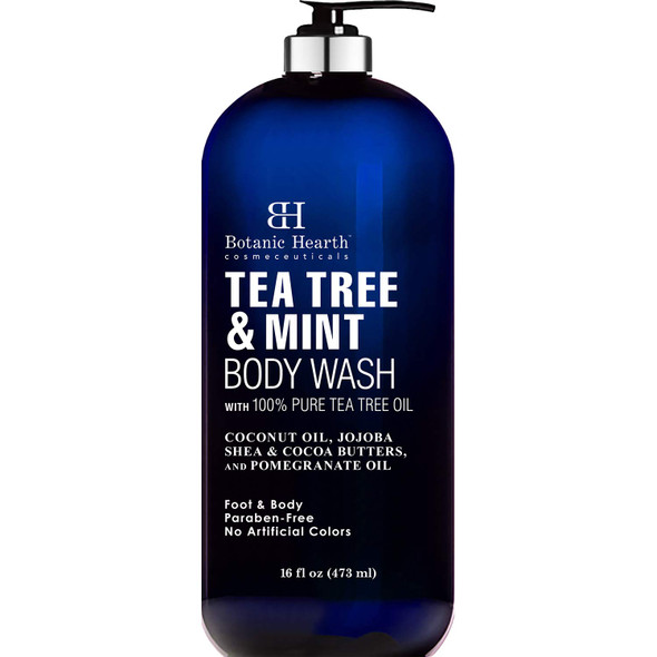 Botanic Hearth Tea Tree Oil Body Wash with Mint - Paraben Free, Helps Fight Body Odor, Athletes Foot, Jock Itch, Skin Irritations - Shower Gel Soap - Women & Men - (Packaging May Vary) 16 fl oz