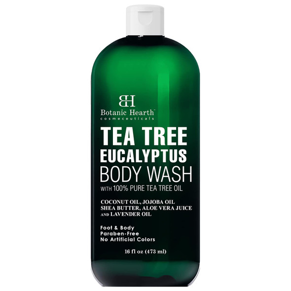 Botanic Hearth Eucalyptus Tea Tree Body Wash, Helps with Nails, Athletes Foot, Ringworms, Jock Itch, Acne, Eczema & Body Odor, Soothes Itching & Promotes Healthy Skin and Feet, 16 fl oz