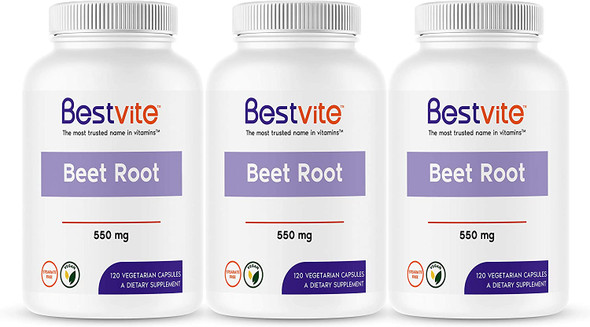 Beet Root 550mg per Capsule (360 Vegetarian Capsules) (120 x 3) - No Stearates - No Maltodextrin - No Fillers - Vegan - Non-GMO - Gluten Free
