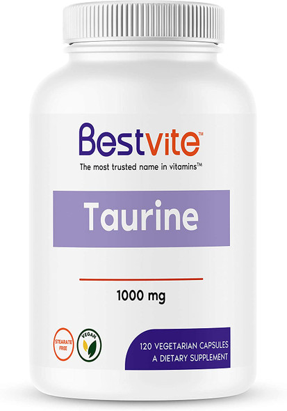Taurine 1000mg (120 Vegetarian Capsules) - No Stearates - No Fillers - No Flow Agents