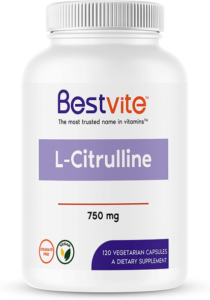 L-Citrulline 750mg per Capsule (120 Vegetarian Capsules) - No Stearates - No Silica - No Fillers - Non GMO - Gluten Free - Vegan