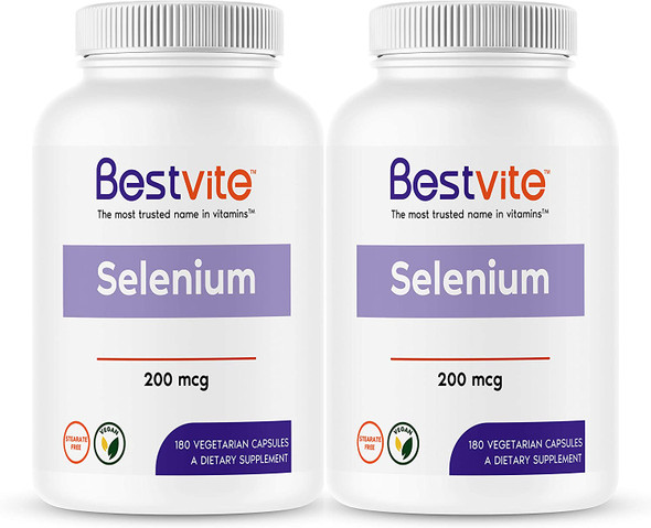 Selenium 200mcg (360 Vegetarian Capsules) (2-Pack) - No Stearates - No Flow Agents - Vegan - Non-GMO - Gluten Free