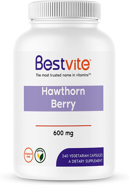 Hawthorn Berry 600mg per Capsule (240 Vegetarian Capsules) - No Stearates - No Fillers - Vegan - Non GMO - Gluten Free