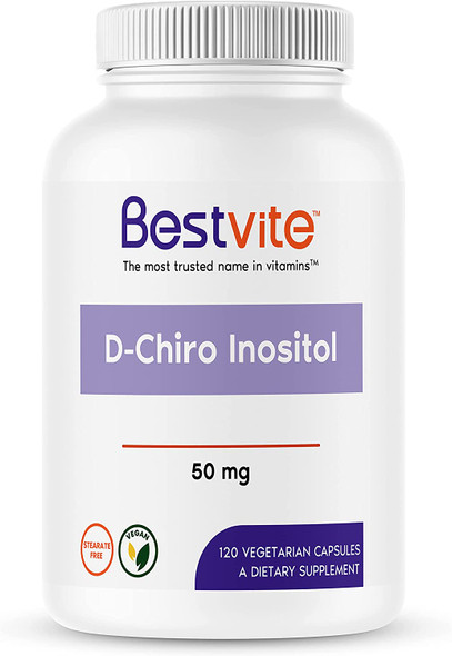 BESTVITE D-Chiro Inositol (120 Vegetarian Capsules) - No Stearates - Vegan - Non GMO - Gluten Free - 1 Capsule for 40:1 Inositol Ratio