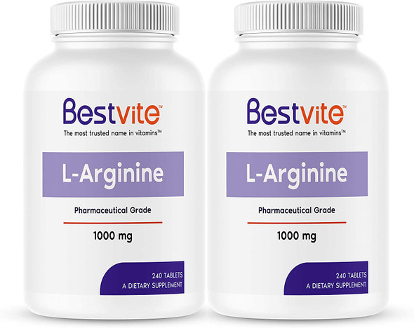 L-Arginine 1000mg (480 Tablets) (240 x 2) containing 20% More Pure L-Arginine as Compared to L-Arginine HCL Products