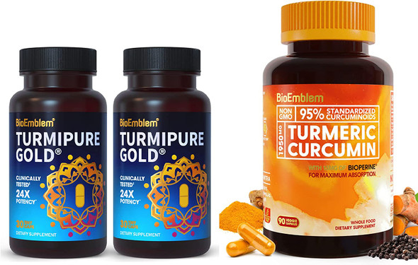 BioEmblem Turmeric Curcumin with Clinically Studied TurmiPure Turmeric Curcumin Supplement with BioPerine