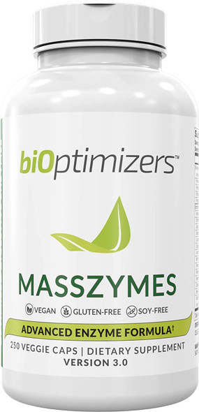 BiOptimizers - MassZymes Digestive Enzymes (250 Capsules) and Gluten Guardian (90 Capsules) Supplement Bundle