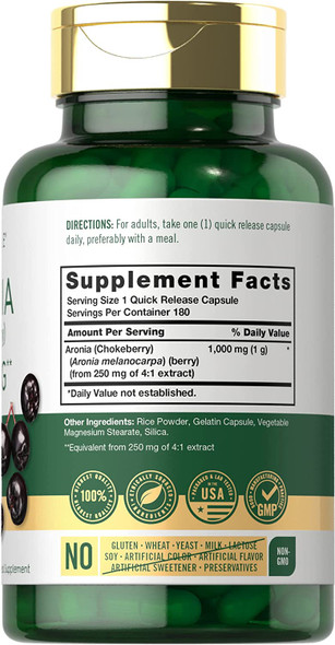 Carlyle Aronia Berry | 1000mg Capsules | 180 Count | Non-GMO, Gluten Free