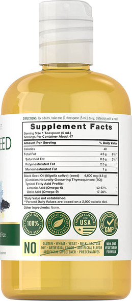 Carlyle Blackseed Oil | 8 Fluid Ounces | Cold Pressed & Solvent Free | Vegetarian, Non-GMO, and Gluten Free Supplement