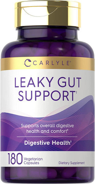 Leaky Gut Support | 180 Capsules | Vegetarian, Non-GMO, Gluten Free | Leaky Gut Supplement | by Carlyle