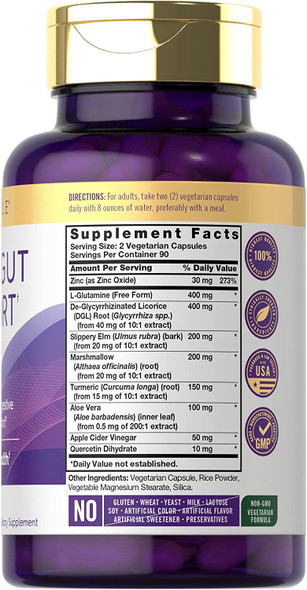 Leaky Gut Support | 180 Capsules | Vegetarian, Non-GMO, Gluten Free | Leaky Gut Supplement | by Carlyle