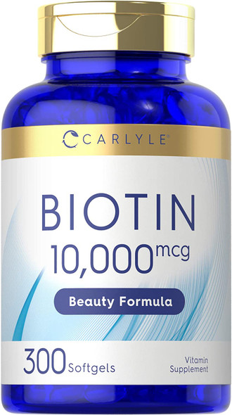 Carlyle Biotin 10000Mcg | 300 Softgels | Max Strength | Non-Gmo, Gluten Free Supplement