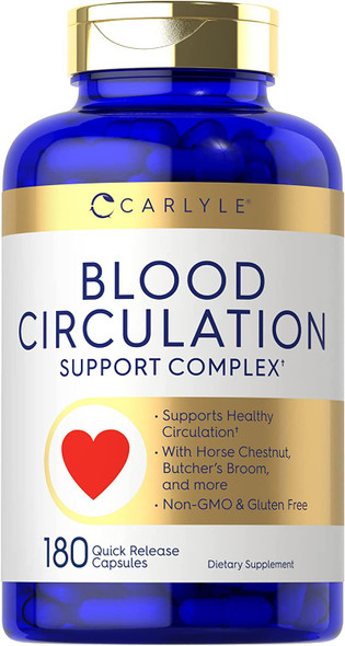 Blood Circulation Supplement | 180 Capsules | Supports Healthy Circulation | Non-Gmo, Gluten Free | By Carlyle